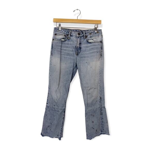 R13 Destroyed Retro Paint Splatter Kick Fit Thompkins Jeans Size 26 - Picture 1 of 10